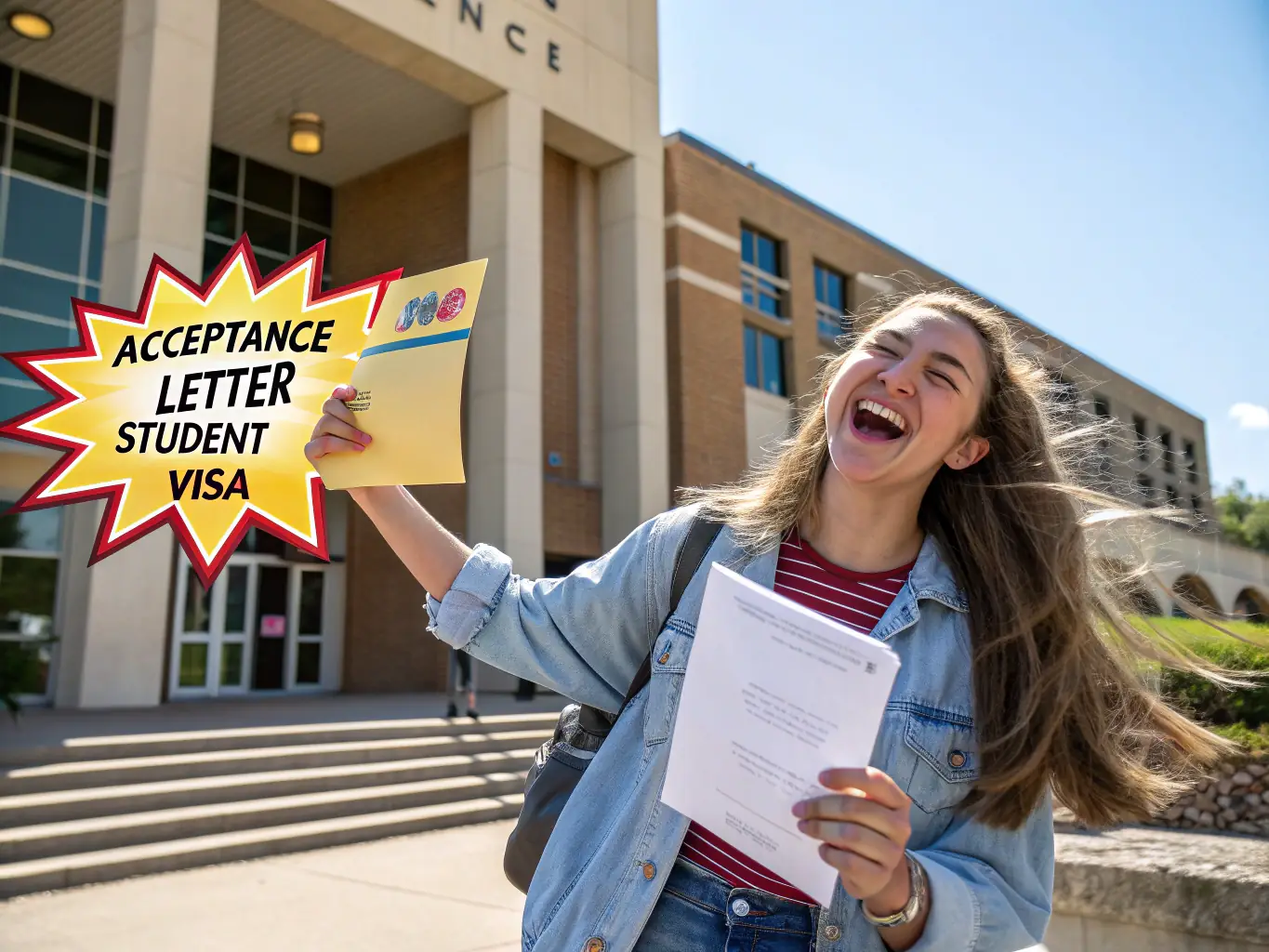 A Nigerian student smiling confidently while holding an acceptance letter from a foreign university, with the Visa Top Assist logo subtly displayed.
